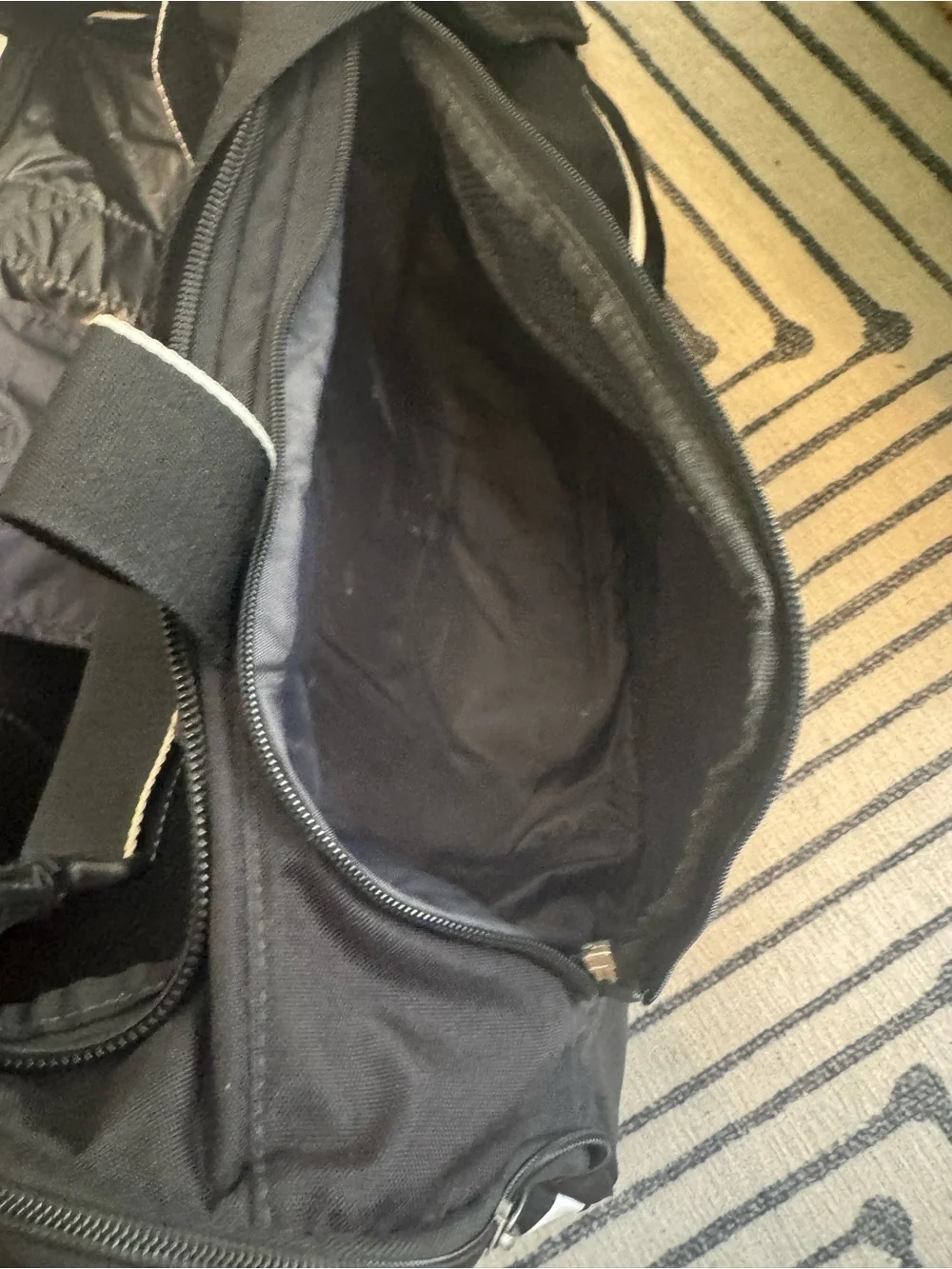 Nike Black Duffel Bag with White Swoosh Accent